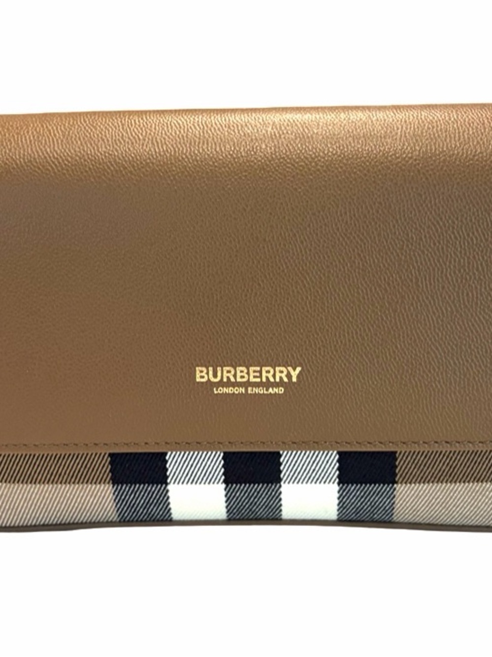 Burberry Hampshire Small Brown House Check & Leather Crossbody Bag Reg $1,150 - Picture 6 of 15